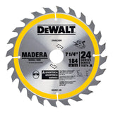 Disco Sierra 7-1/4'' Con 24 Dientes P/madera Dewalt Dwa03080