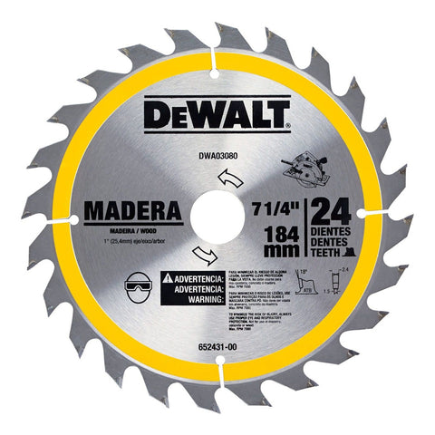 Disco Sierra 7-1/4'' 24 Dientes Para Madera Dewalt Dwa03080