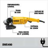 Esmeriladora Angular Dewalt Dwe490 De 50 hz/60 hz Amarilla 2200 W 120 V