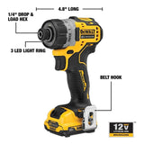 Atornillador 1/4 Xtreme 12v S/carbones Dewalt Dcf601f2 - Amarillo