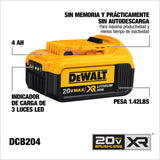 Bateria Max Xr 20v Con 4ah Lithium Ion Dcb204 Dewalt