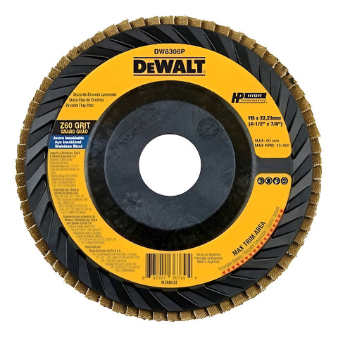 Disco Flap Zirconio Dewalt Base Polímero Dw8308p-ar De 4-1/2 Negro