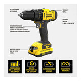 Taladro Atornillador Inalámbrico 20v+2 Baterías Scd700c2k-b3 Amarrillo