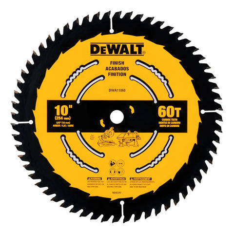 Disco Sierra 10 PuLG. 60t Melamina Madera Dewalt Dwa11060 Amarillo