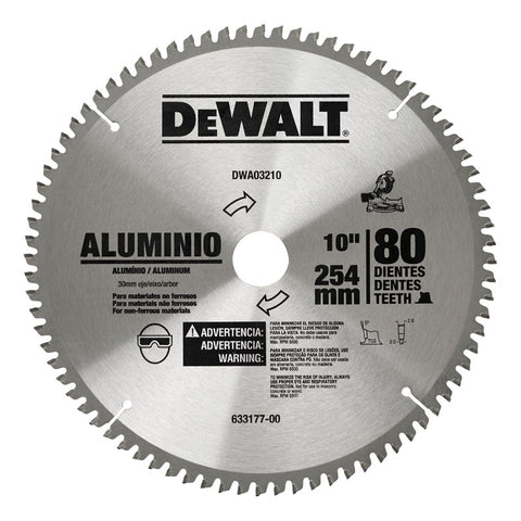 Disco Sierra 10 PuLG. 80 Dientes Dewalt Dwa03210 Aluminio