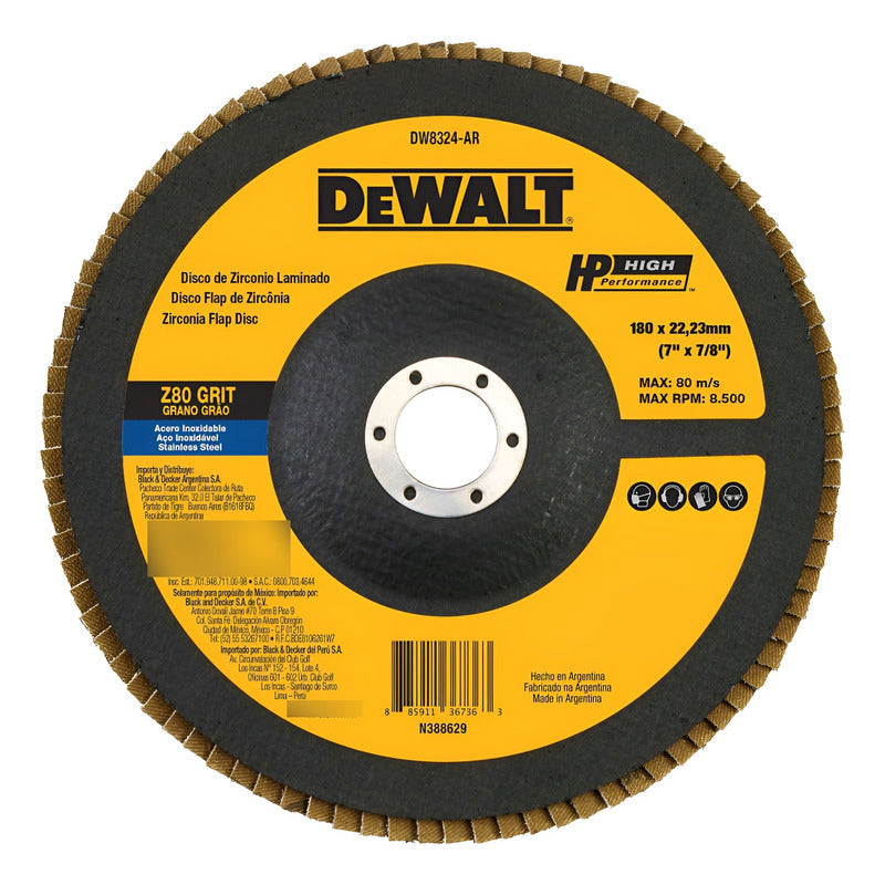 Disco De Zirconio Laminado 7 X 7/8 Pulgadas Dw8324-ar Dewalt Negro