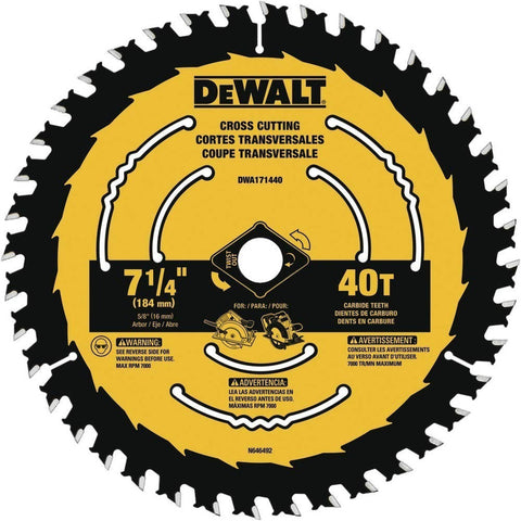 Disco De Sierra 7-1/4 Pulgada 40 Dientes Dewalt Dwa171440