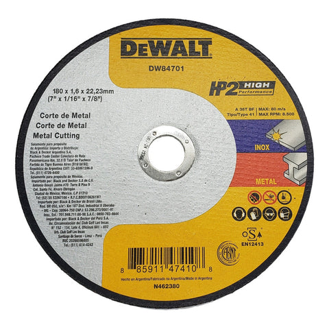 Disco Corte Hp2 Metal De 7 Pulgadas 180mm Dewalt Dw84701