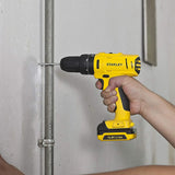 Taladro Inalambrico 3/8 Stanley Sch12s2k + Cargador + 2 Bate Amarillo 1.5 Ah