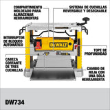 Cepillo De Banco Para Madera 12.1/2  02.1/2 Hp  Dewalt Dw734 Amarillo