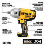 Llave Impacto ½' Xr Alto Torque De 20v Max Dewalt Dcf899b Amarillo Y Negro