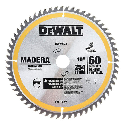 Disco Sierra Madera 10 Pulgadas 60 Dientes Dewalt Dwa03120