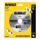 Disco Sierra 7-1/4'' Con 24 Dientes P/madera Dewalt Dwa03080