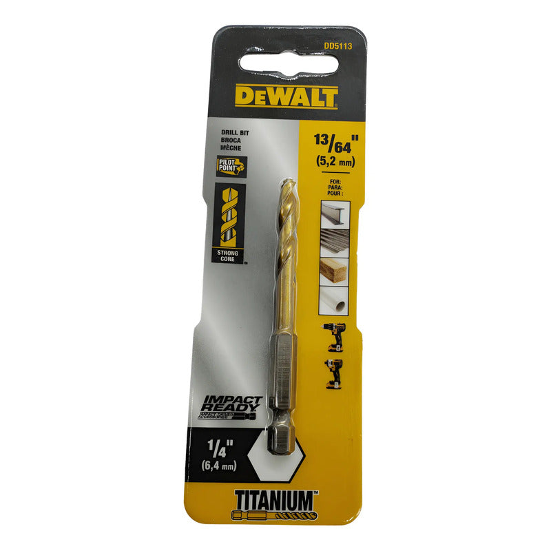 Broca Recubierta Nitruro Titanio 13/64  Dewalt Dd5113