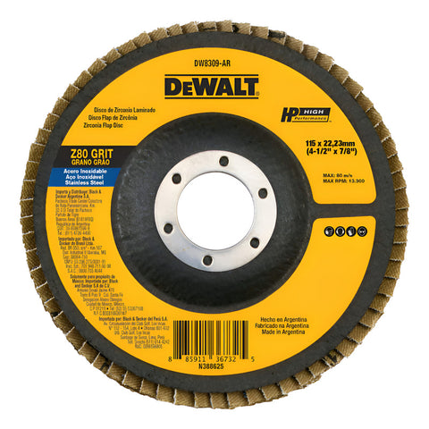 Disco De Zirconio Laminado 4-1/2 X 7/8 PuLG. Dewalt Dw8309 Negro