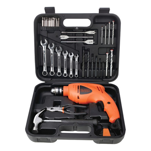 Taladro Rotomartillo 3/8  Black&decker + Herramienta Hd455ka Naranja