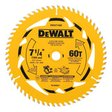 Disco De Sierra 7-1/4''x 5/8'' 60 Dientes Dewalt Dwa271460 Amarillo