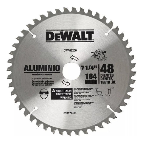 Disco Sierra Dewalt 7-1/4 Con 48 Dientes Aluminio Dwa03200