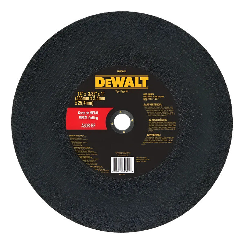 Disco De Corte Para Metal 355mm X 3mm X 25.4mm Dewalt Dw0014