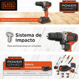 Rotomartillo 3/8'' 20v Max 2 Vel. Black+decker Bcd704c1-b3 Naranja