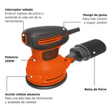 Lijadora   Roto Orbital Black+decker Bdero100  Naranja 200w 120v