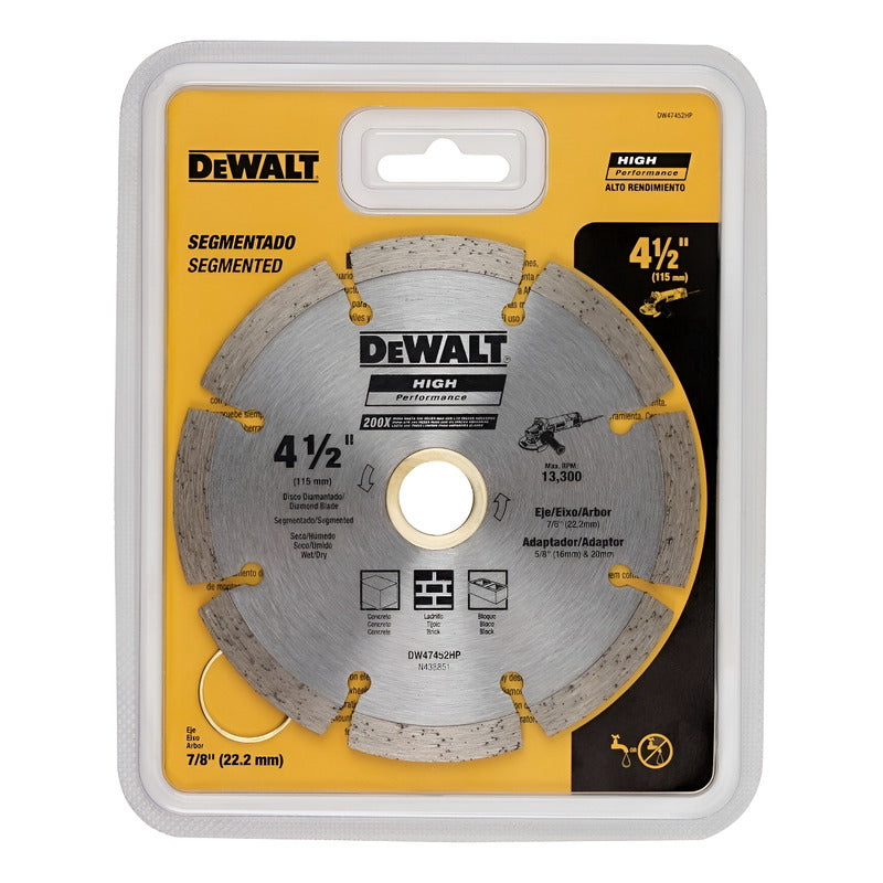 Disco Diamantado 4-1/2 Segmentado Dewalt Dw47452hp Gris