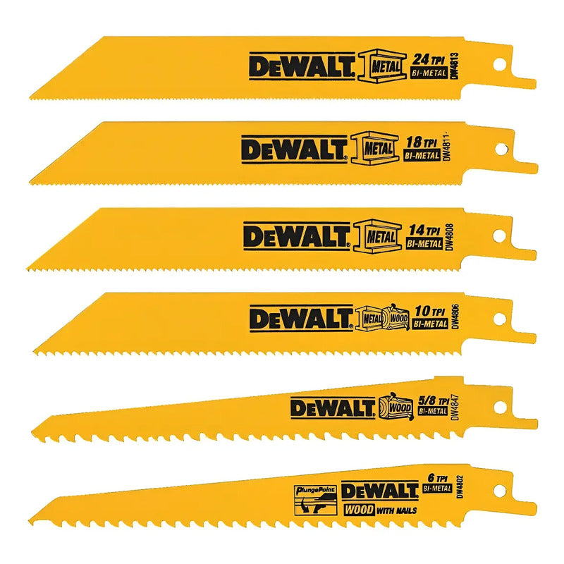 Juego De 6 Seguetas Sierra Sable Madera Metal Dewalt Dw4856