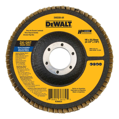 Disco De Zirconio Laminado 4-1/2 X 7/8 PuLG. Dewalt Dw8309
