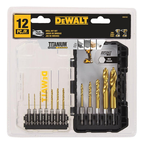 Kit Brocas Titanio Zanco Hexagonal 12 Pzs Dewalt Dd5152