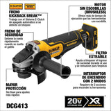 Miniesmeriladora Angular Inalámbrica Dewalt Perform & Protect Dcg413b Amarilla 850 W