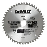 Disco Sierra Dewalt 7-1/4 Con 48 Dientes Aluminio Dwa03200 Plateado