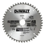 Disco Sierra Dewalt 7-1/4 Con 48 Dientes Aluminio Dwa03200 Plateado