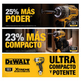 Atornillador 1/4 Xtreme 12v S/carbones Dewalt Dcf601f2 - Amarillo