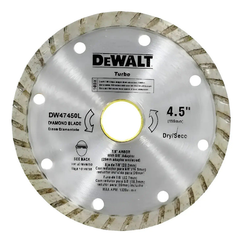 Disco Diamantado Dewalt 4-1/2 Plateado Dw47450l Plateado