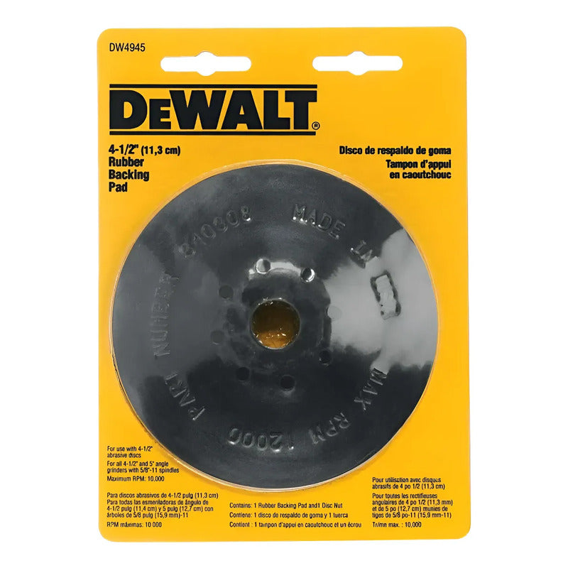 Disco De Respaldo De Goma 4 1/2 Pulgadas Dw4945 Dewalt Negro