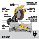 Sierra De Inglete 12 Pulgadas 1600w Dewalt Dws715-b3