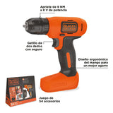 Taladro/atornillador 8v + 54 Accs Black+decker Ld008ka Naranja Oscuro