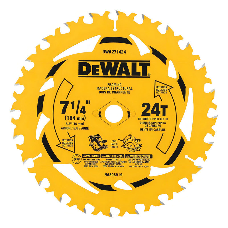 Disco Sierra Circular 7-1/4in 24d Dwa271424 Dewalt Amarillo Amarillo