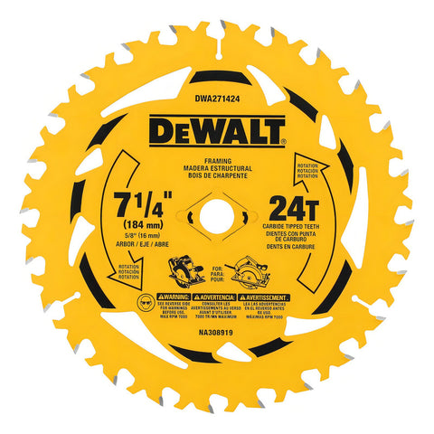 Disco Sierra Circular 7-1/4in 24d Dwa271424 Dewalt Amarillo Amarillo