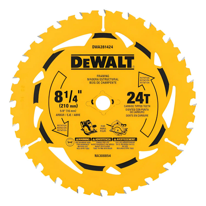 Disco Sierra Circular 8 1/4in 24d Dwa281424 Amarillo