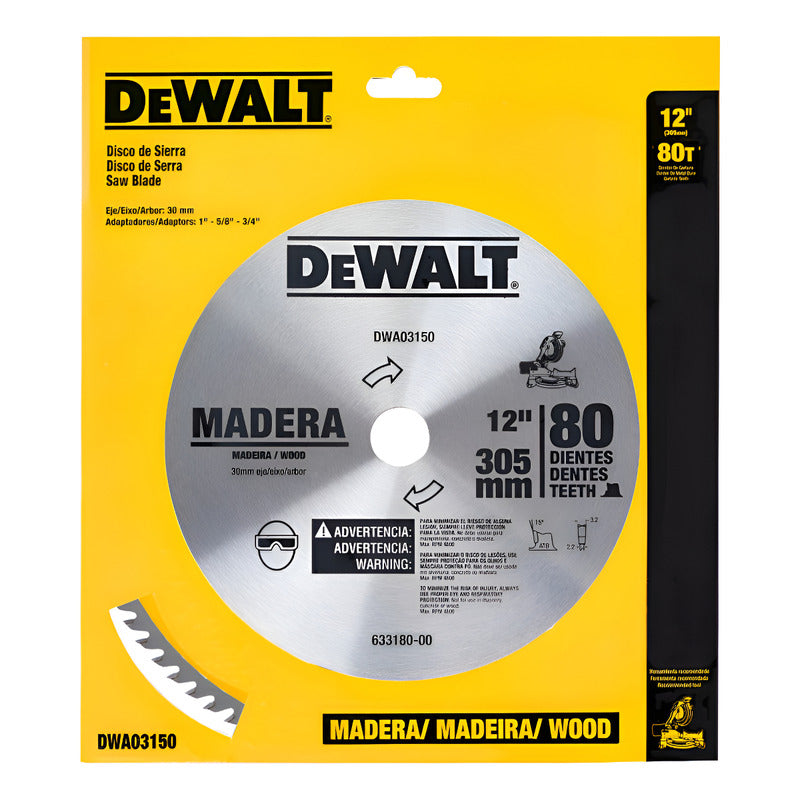 Disco Sierra Dewalt Dwa03150 12 PuLG 80 Dientes Madera Plateado