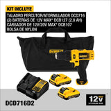 Kit Rotomartillo 3/8 (10mm) De 12v Dewalt Dcd716d2 Amarillo 60 Mhz